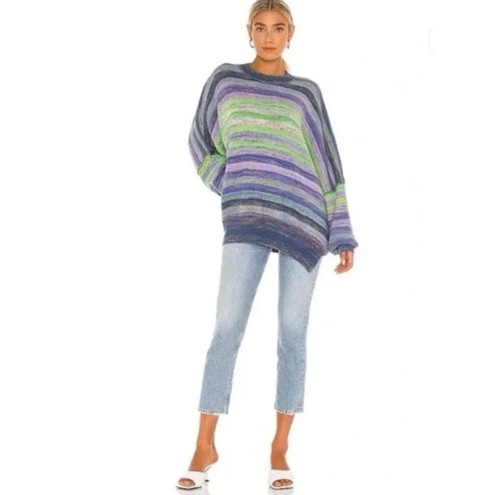 Free People Easy Street  Space Dye Oversized Sweater Bohemian Free Spirit Size L - Picture 3 of 12